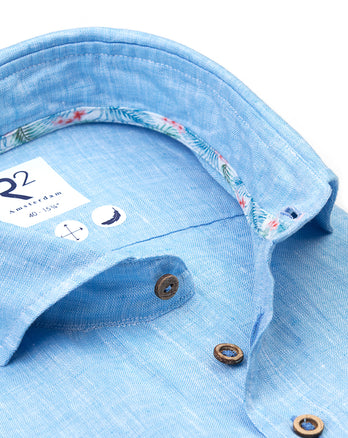 Chemise en lin à manches courtes 076 - Aqua