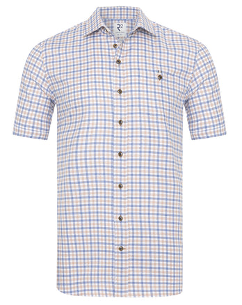 Chemise à manches courtes en coton à carreaux 045 - Beige