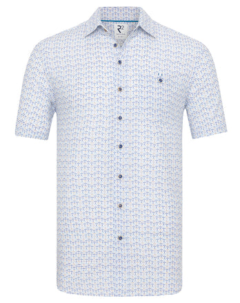 Chemise à manches courtes en coton imprimé 014 - Blue