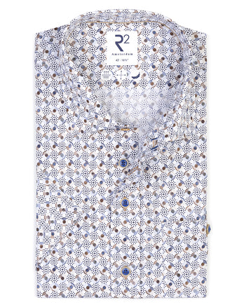 Chemise à manches courtes en coton imprimé 045 - Beige