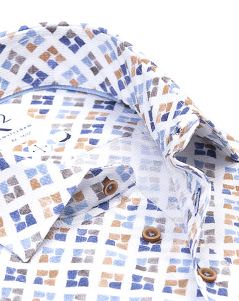 Chemise à manches courtes en coton imprimé de coupes 073 - Multicolour