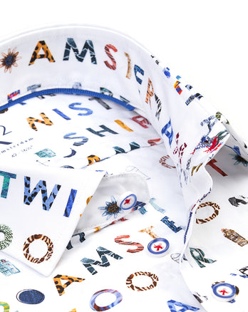 Chemise à manches courtes en coton imprimé R2 073 - Multicolour