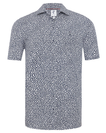 Chemise à manches courtes en coton imprimé de coupes 010 - Navy