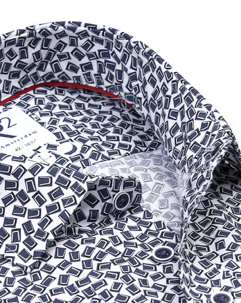 Chemise à manches courtes en coton imprimé de coupes 010 - Navy