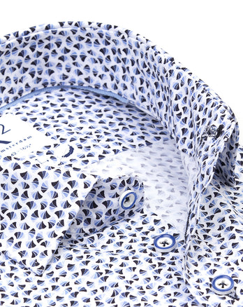 Korte mouwen print katoenen overhemd 014 - Blue