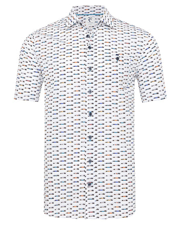 Korte mouwen raceautoprint katoenen overhemd 073 - Multicolour