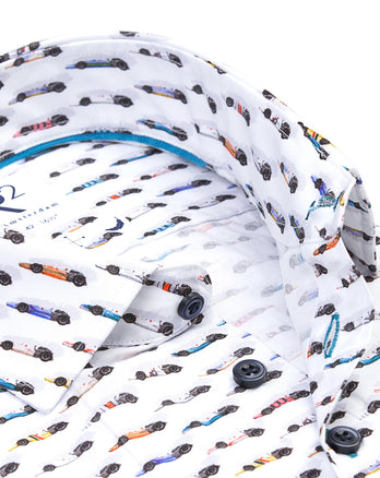 Korte mouwen raceautoprint katoenen overhemd 073 - Multicolour