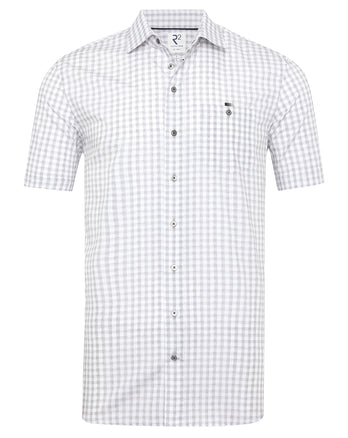 Korte mouwen geruit katoenen overhemd 028 - Grey