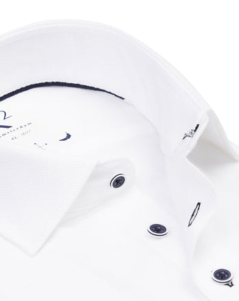 Korte mouwen dobby katoenen overhemd 004 - White