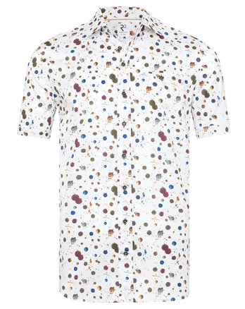 Chemise en coton à manches courtes imprimée d'éclaboussures de peinture 073 - Multicolour