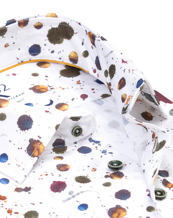 Chemise en coton à manches courtes imprimée d'éclaboussures de peinture 073 - Multicolour