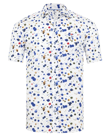 Chemise en coton à manches courtes imprimée d'éclaboussures de peinture 073 - Multicolour