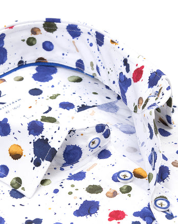 Chemise en coton à manches courtes imprimée d'éclaboussures de peinture 073 - Multicolour