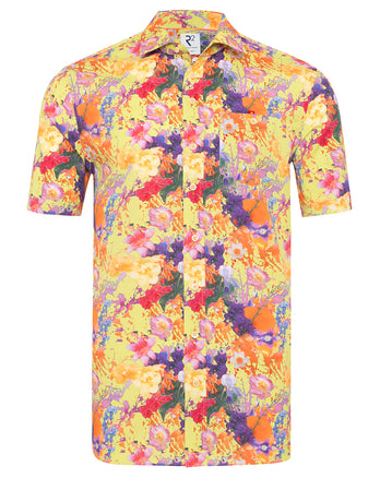 Korte mouwen bloemenprint tencelmix overhemd 073 - Multicolour