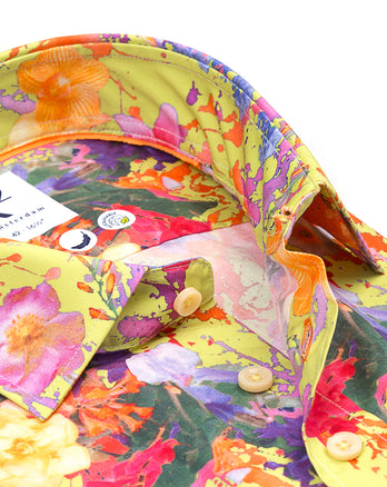 Korte mouwen bloemenprint tencelmix overhemd 073 - Multicolour
