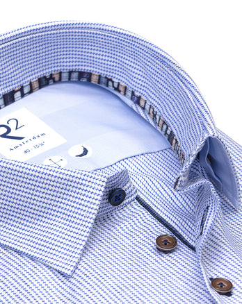 Chemise en coton bio dobby 014 - Blue