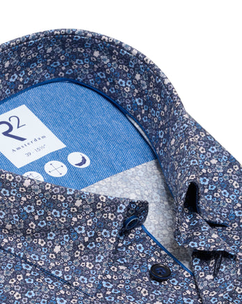 Chemise en coton à imprimé floral 014 - Blue