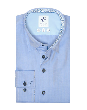 Herringbone cotton shirt 014 - Blue