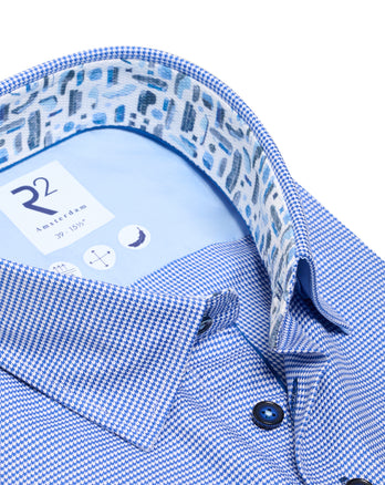 Pied de poule chemise en coton 014 - Blue