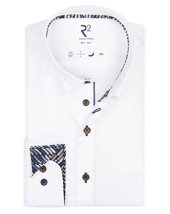 Extra lange Ärmel. 2 PLY Bio-Baumwollhemd 004 - White