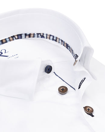 Extra lange Ärmel. 2 PLY Bio-Baumwollhemd 004 - White