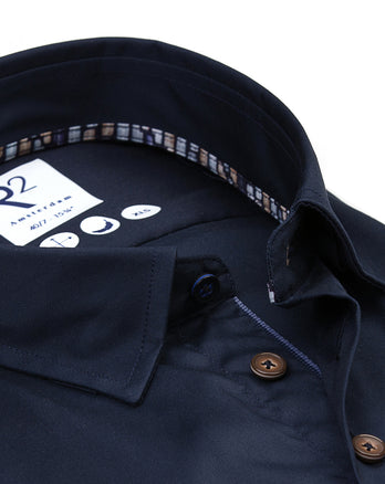 Extra lange Ärmel. 2 PLY Bio-Baumwollhemd 010 - Navy