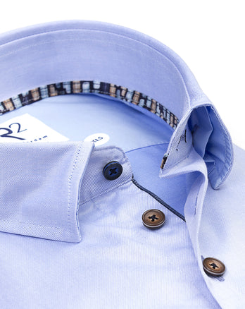 Extra lange Ärmel. 2 PLY Bio-Baumwollhemd 018 - Light blue