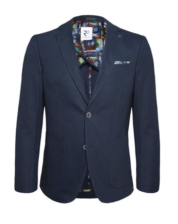 Herringbone printed jacket 010 - Navy