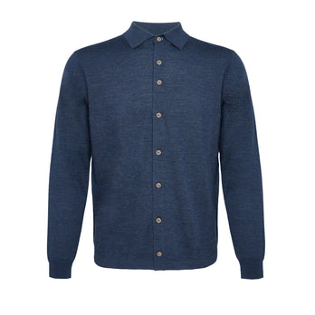 100% Merino wool knitshirt 014 - Blue