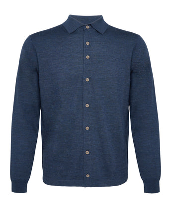 100% Merino wool knitshirt 014 - Blue