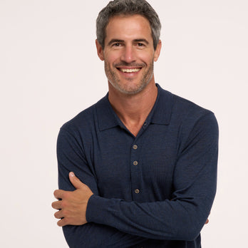 100% Merino wool knitshirt 014 - Blue