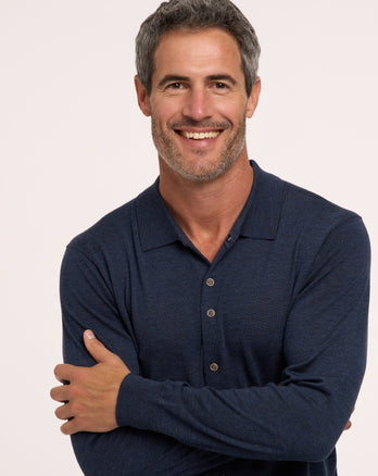 100% Merino wool knitshirt 014 - Blue