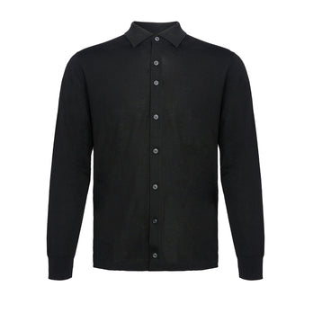 100% Merino wool knitshirt 020 - Black
