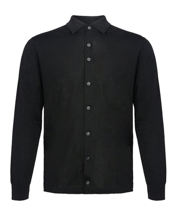 100% Merinowolle Strickshirt 020 - Black