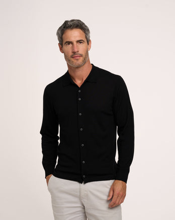 100% Merinowolle Strickshirt 020 - Black