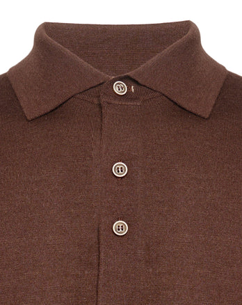 100% Merino wol gebreid shirt 040 - Dark brown