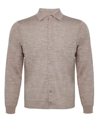 100% Merino wool knitshirt 042 - Taupe