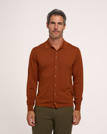 100% Merino wool knitshirt 090 - Brique