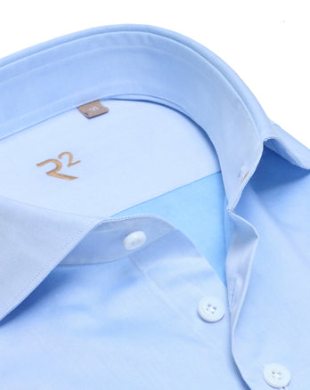 R2 Premium cotton twill shirt 018 - Light blue