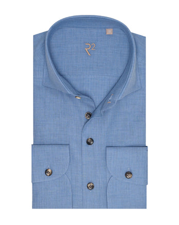 R2 Premium herringbone flannel cotton shirt 016 - Denim blue