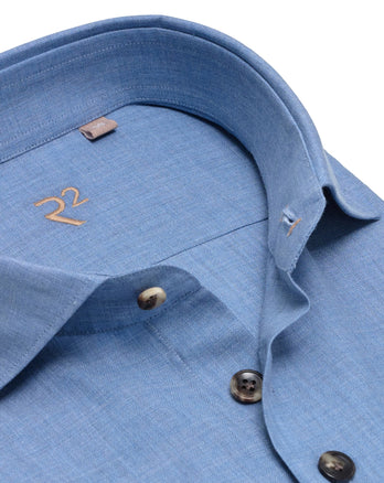 R2 Premium herringbone flannel cotton shirt 016 - Denim blue
