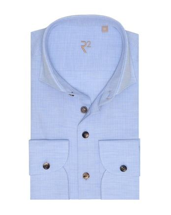R2 Premium herringbone flannel cotton shirt 018 - Light blue