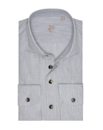 R2 Premium herringbone flannel cotton shirt 028 - Grey