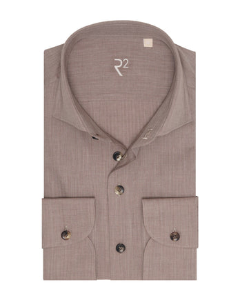 R2 Premium herringbone flannel cotton shirt 041 - Brown