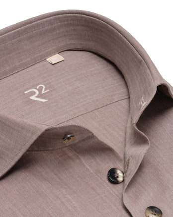 R2 Premium herringbone flannel cotton shirt 041 - Brown