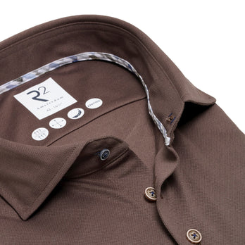 Technical knitted overhemd 040 - Dark brown