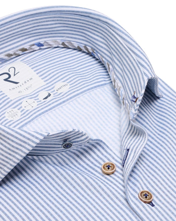 Gestreept knitted overhemden 014 - Blue