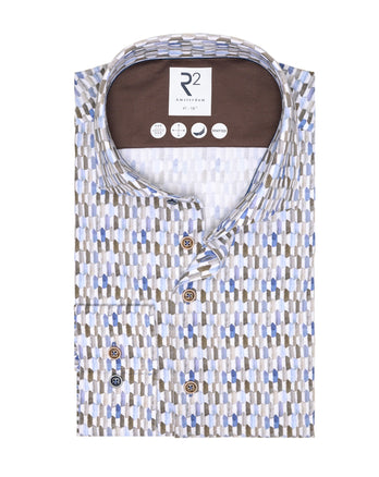 Kussenprint knitted overhemd 014 - Blue