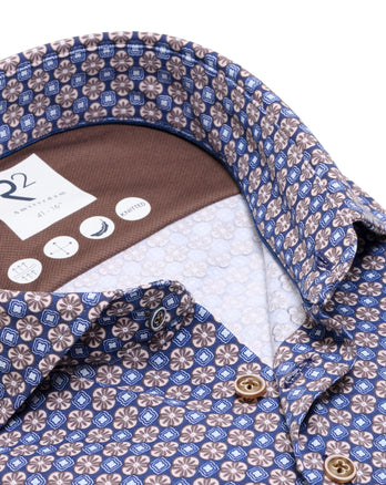 Chemise en maille imprimée 014 - Blue