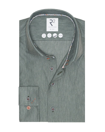 Travel shirt herringbone 070 - Dark green